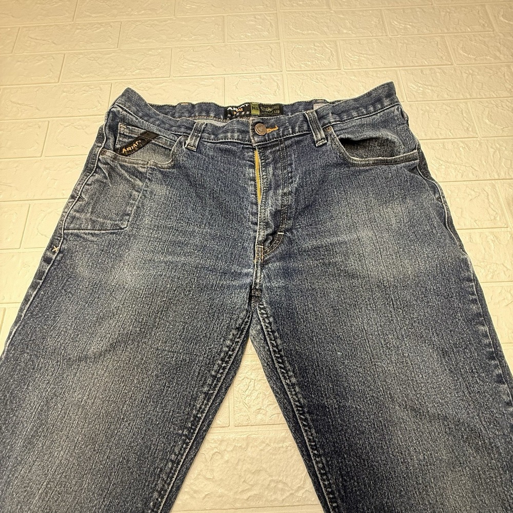 Ariat Jeans Mens Size 36x32 Blue Denim Rebar M5 Straight Leg Outdoor Work